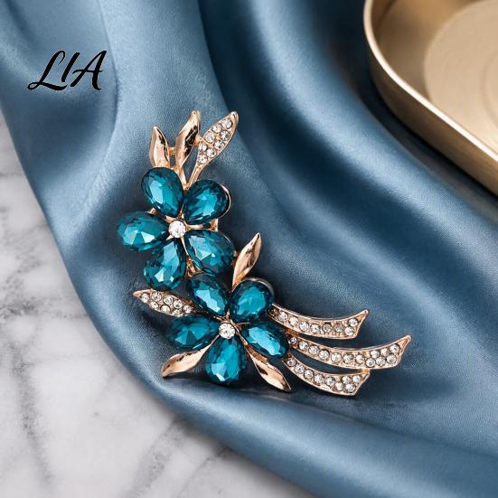 Sparkling Rhinestone Brooch Flower Branch for Women, Elegant Floral Lapel Pin, Decorative Coat Pins Costume Pin Shirt Bag Banquet Wear Accessory