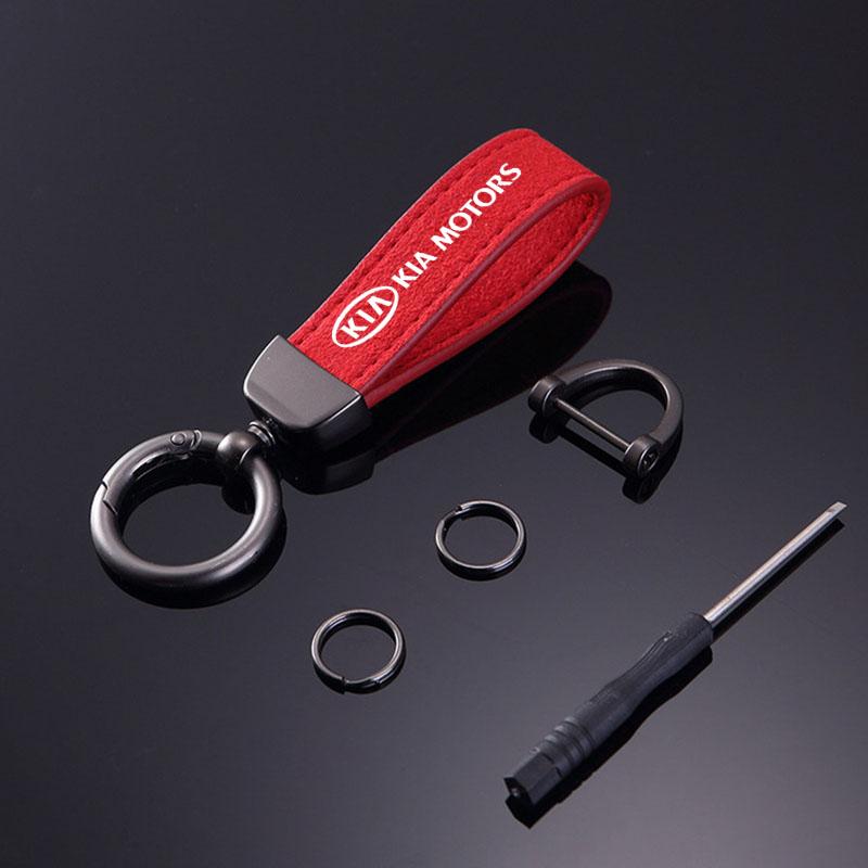 RRPM6 Car Key Chain Rings Suede Leather Men Women Keyholder For KIA sportage cerato Optima K2 K3 K4 K5 rio soul stonic Car Accessories