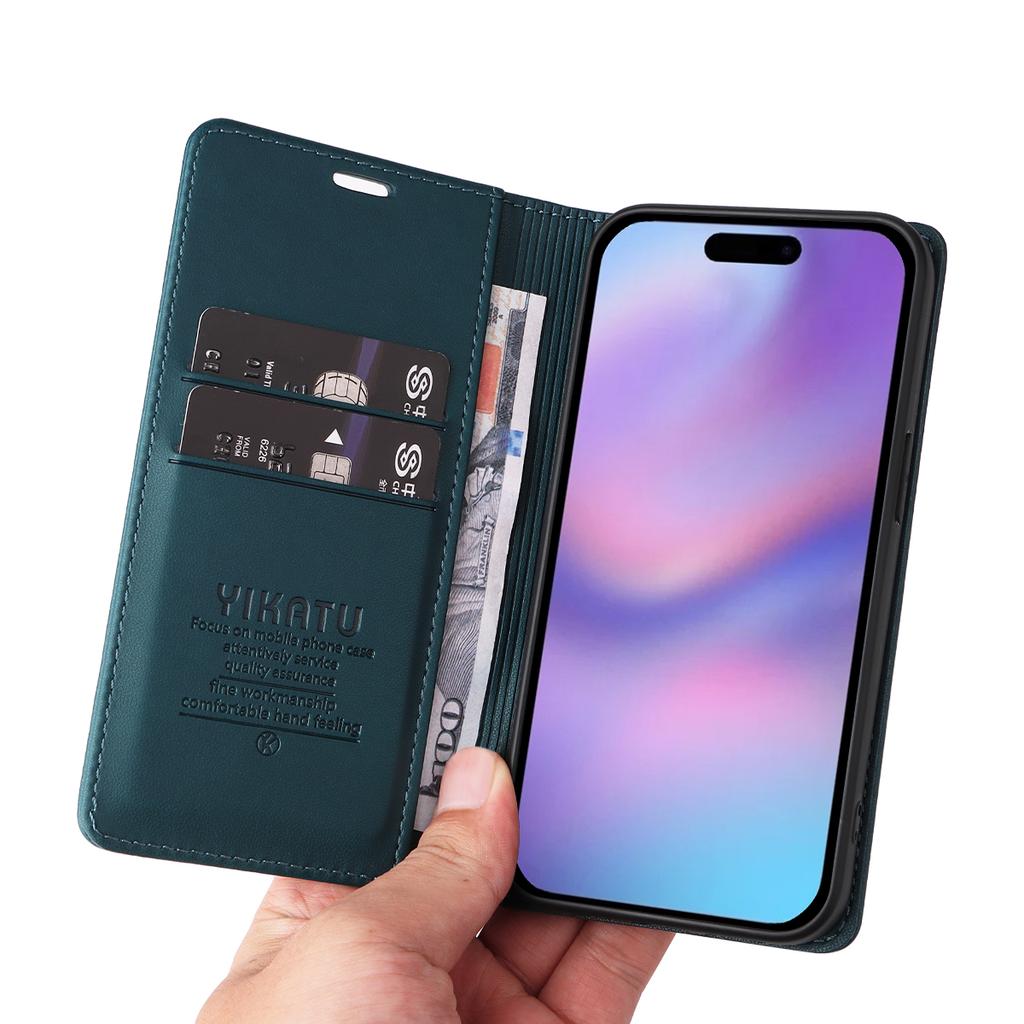 Для iPhone 17 Чехлы для телефона YIKATU Магнитная застежка Кожа PU Мобильный чехол