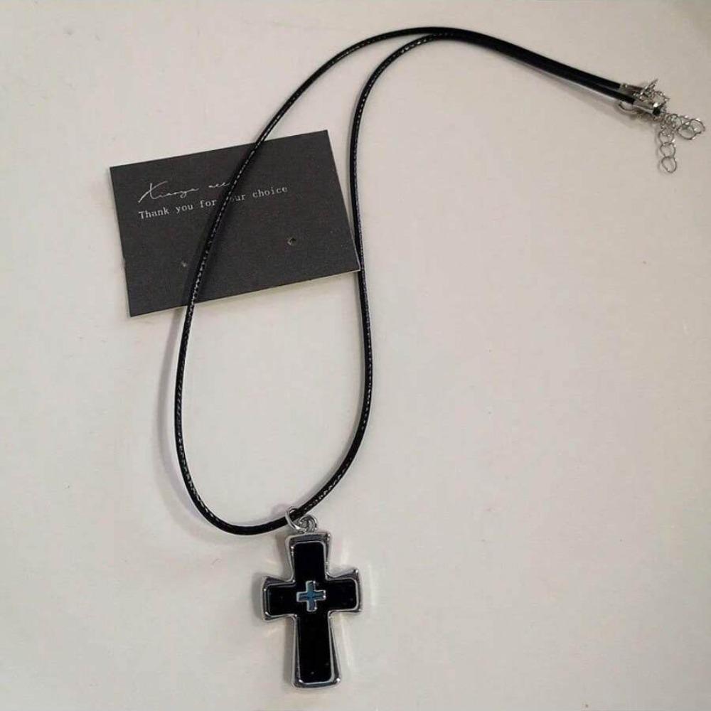 Street Vintage 90s Y2K Necklace Zinc Zinc Zinc Alloy Cross Pendant Halloween Punk Rock Necklace Men Women