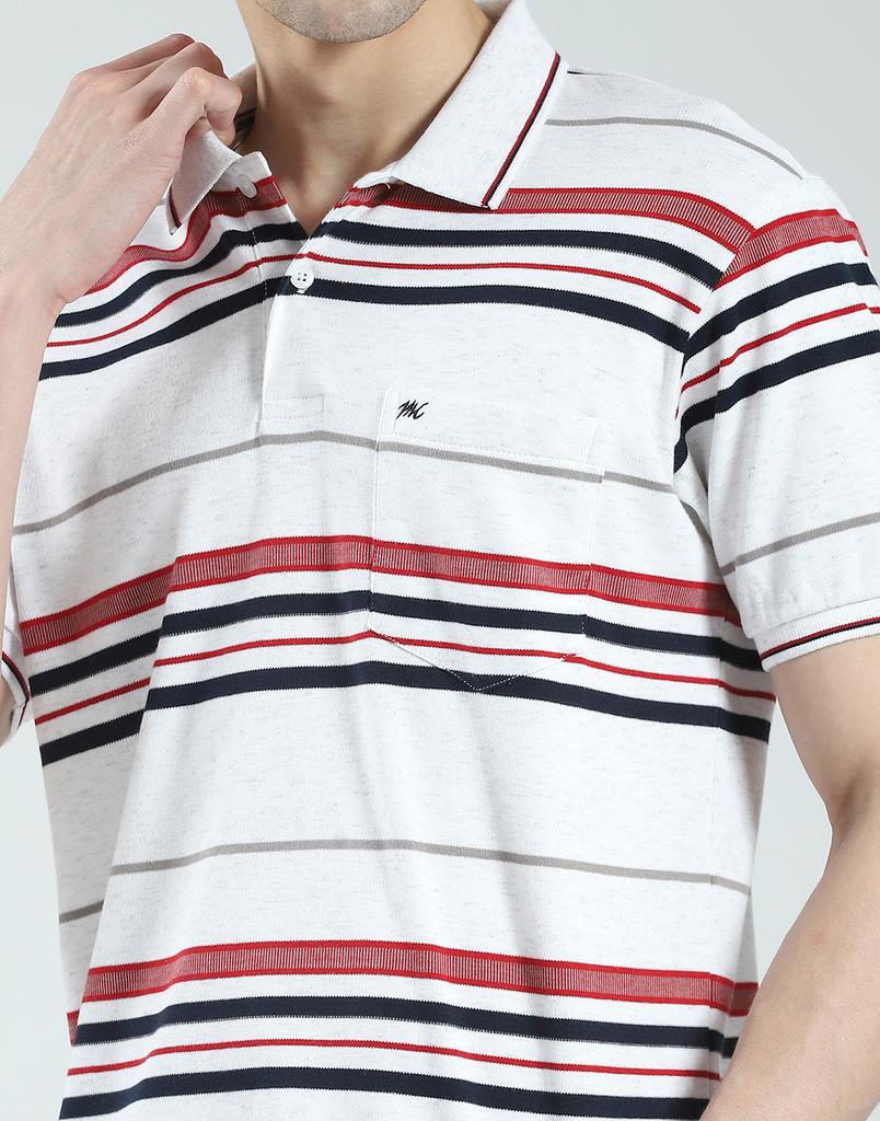 MONTE CARLO Men's Regular Fit Striped Half Sleeve Polo T-Shirt