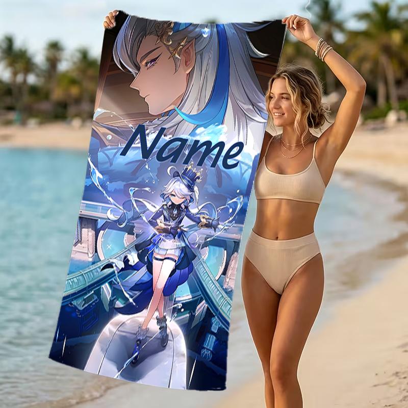 Customizable personalized beach towels Genshin Impact Navelette themed designs.Suitable for the beach, yoga, sports;ideal as beach accessories