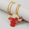 New Fashion Bull Big Pendant Necklace Hip Hop Jewelry Women Men Gold Metal Long Rope Chain Necklace Gifts