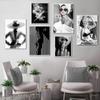 Black and White Underwater Woman, Canvas, Painting, Sexy Female Fashion Posters and Prints, Wall Art, Modern Home Decor