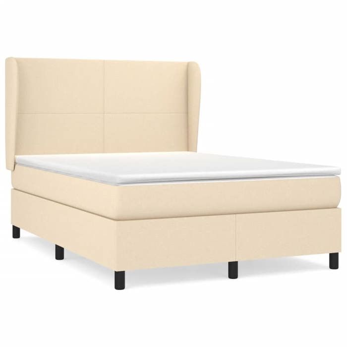 Maison Exclusive - Sommier à lattes de lit avec matelas Crème 140x200 cm Tissu