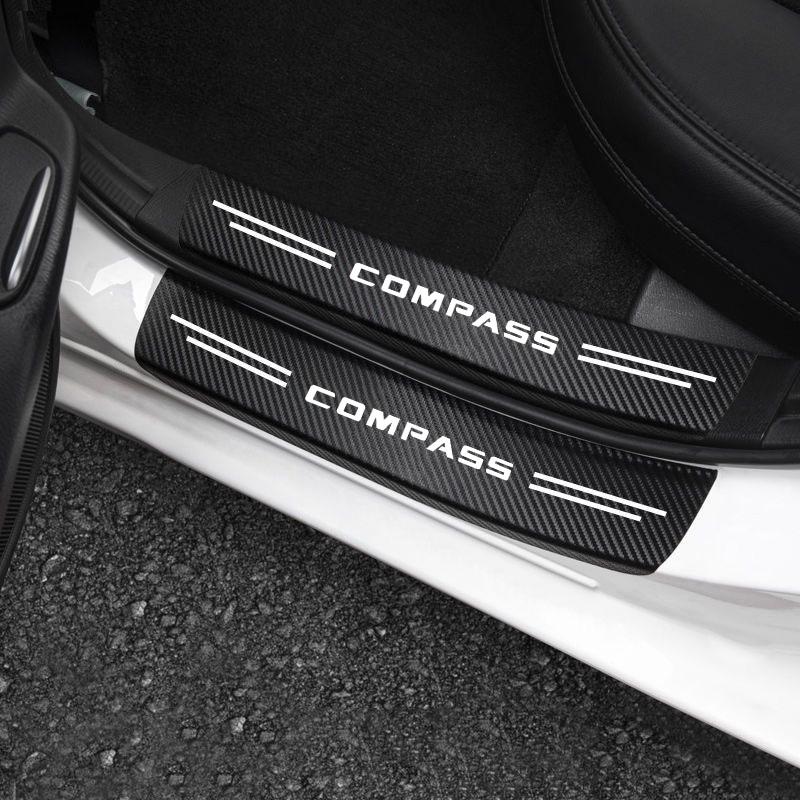 JOT2 Car Door Sill Protector Welcome Pedal Cover Anti-drity Anti-scratch Strip Protective Strip For JEEP Compass accessories fashion
