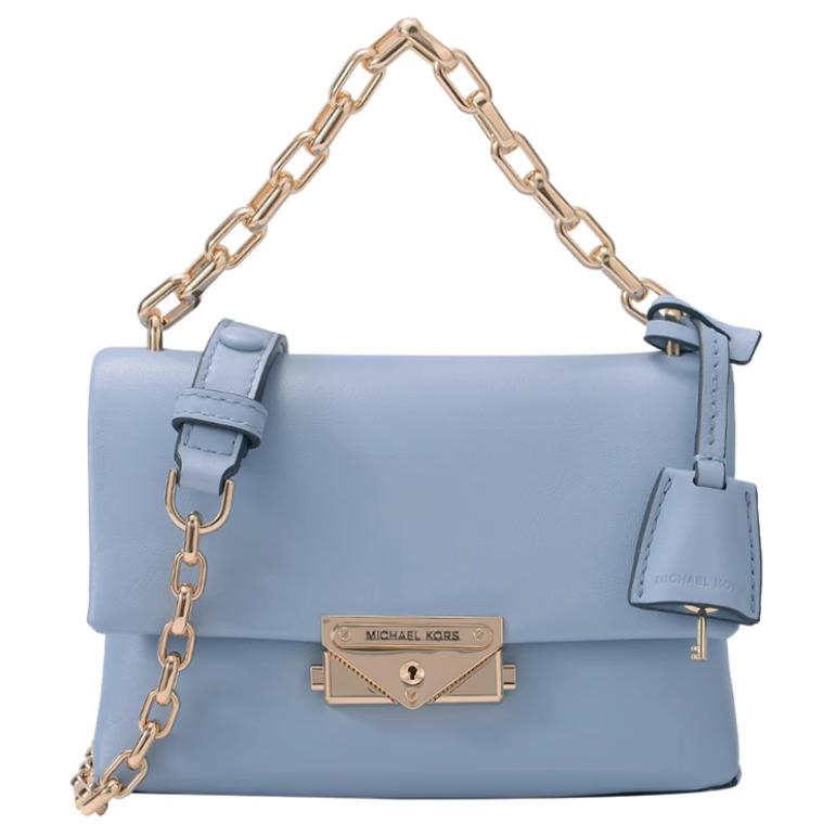 Michael Kors MK Cece 18 Сумка через плечо с металлическим логотипом и застежкой-защелкой Полиэстер Маленькая женская сумка через плечо Светло-голубой 35F2G0EC5O-PALEBLUE