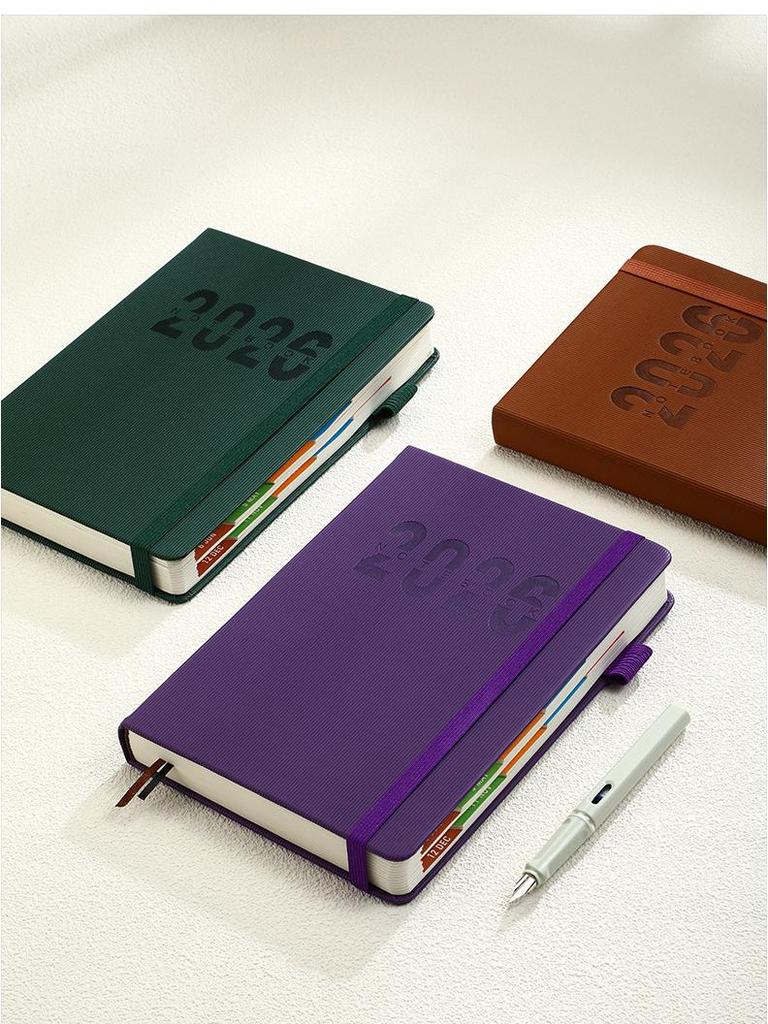 Ежедневник на английском языке на 2026 год с резинкой: Годовой календарь, Еженедельник, 365-дневный блокнот для эффективности