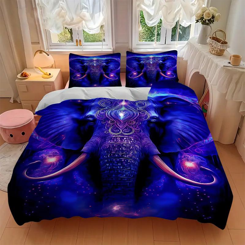 3pcs Mystic Elephant Duvet Cover Set - Machine Washable, Includes 1 Cover and 2 Pillowcases, No Core Included yy251013051
