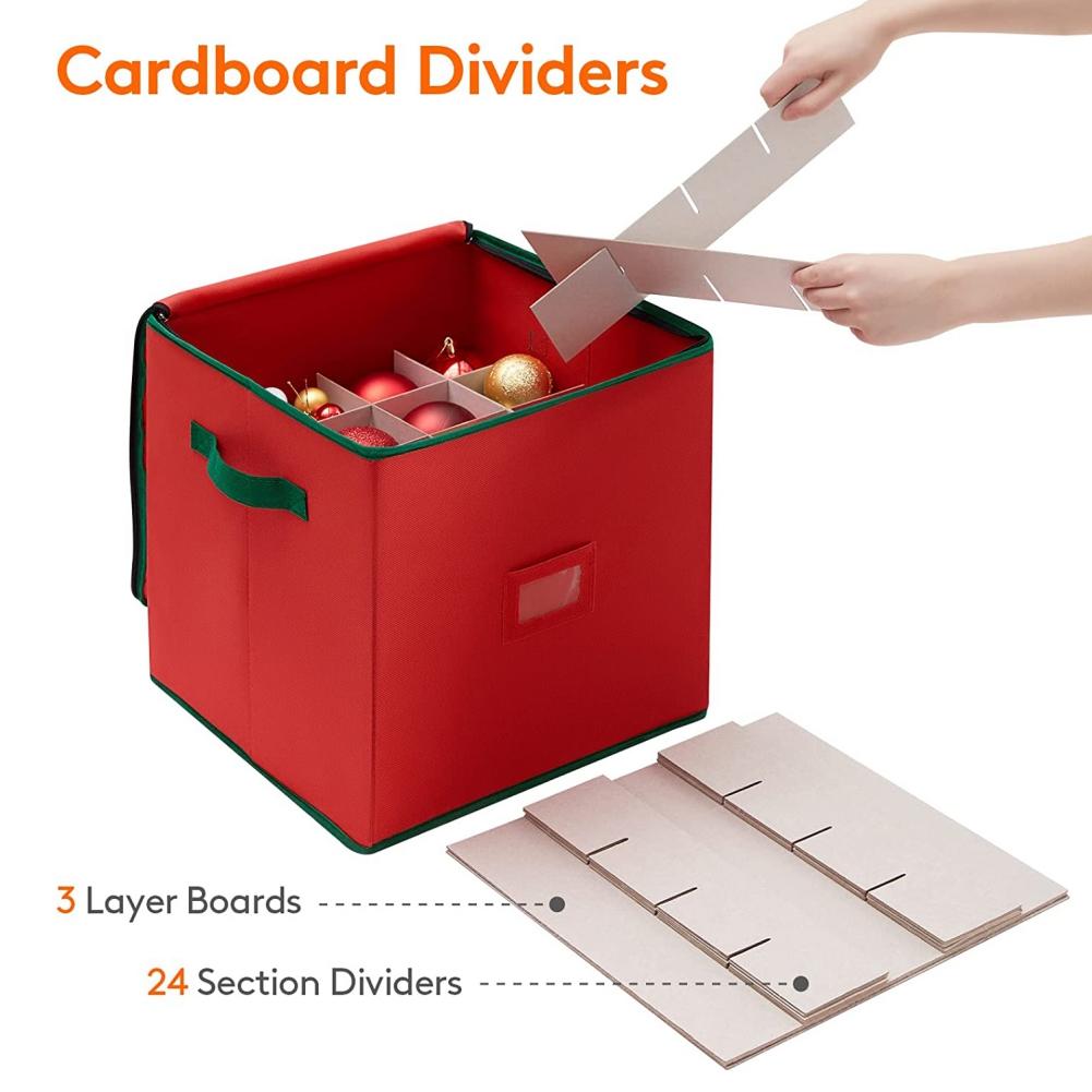 Контейнер для хранения рождественских украшений с двойной застежкой-молнией — в коробке можно разместить 64 праздничных украшения