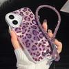 Bracelet Chain Lanyard Phone Case For iPhone 11 Funda iPhone 13 15 14 16 Pro Max 12 Shockproof Leopard Hard Plastic Cover