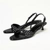 Fashion Luxury Satin Kitten Heel Women's Sandals Fashion Open Toe Back Strap High Heels Elegant Polka Dot Decoration Summer Casual Shoes