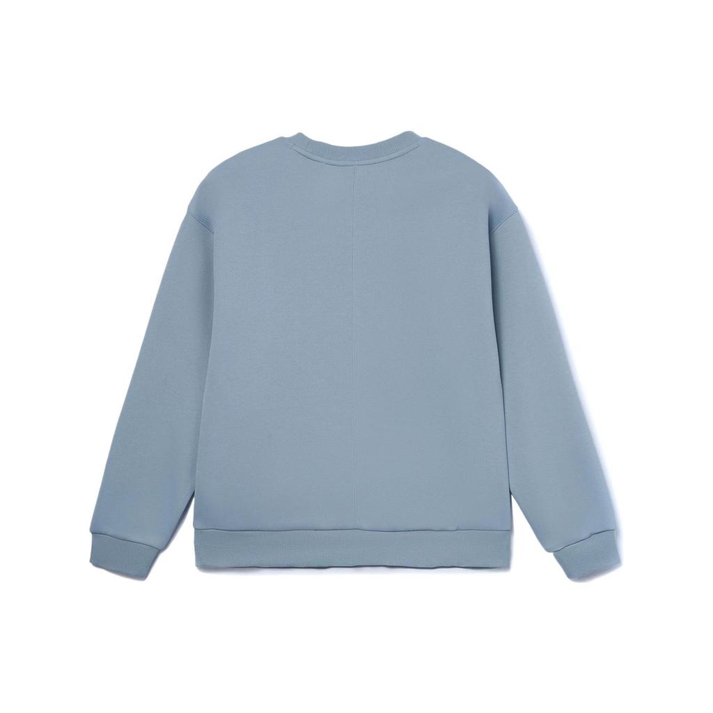 Li Ning Fitness Series Логотип Печать Однотонный Свободный Круглый Вырез Пуловер Толстовка Женская Толстовка Туманно-Голубой AWDR874-7