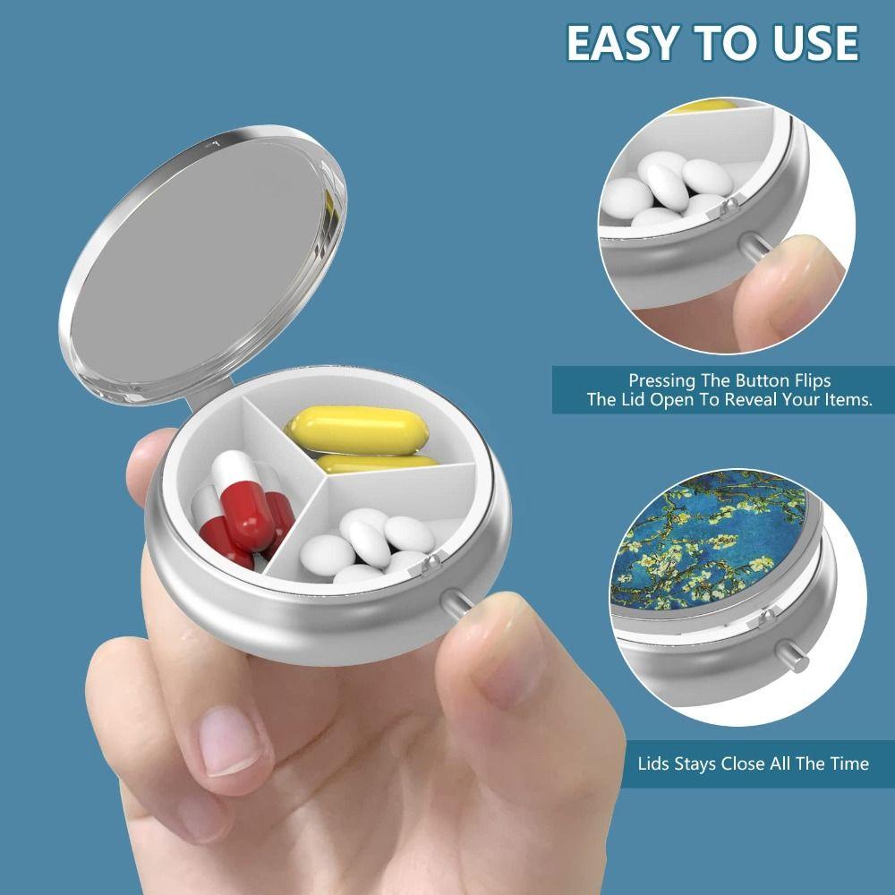 Small Size Pill Box 3 Compartment Pill Organizer Cute Pill Case For Purse Pocket
