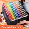 Markers Set 30/40/60/80 Color Markers Sketch Set For Manga Design Double Head Brush Pen For School Art Supplies Design Marker