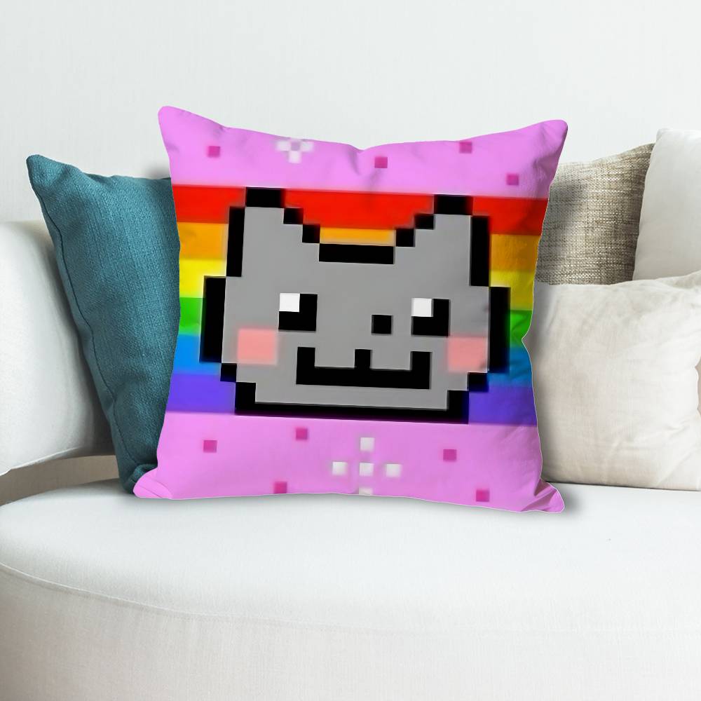 Cute NNyan Cat Anime Celebrity Merchandise AllMatch Printed Pillow Case Sofa Car Office Room Decoration Protector