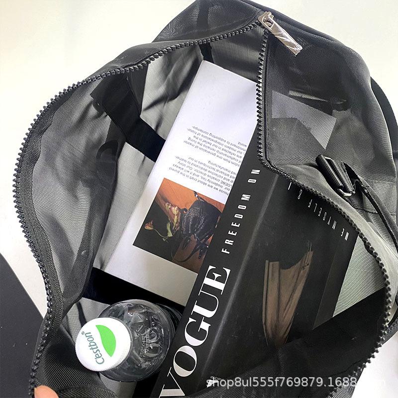 Clear Tote Bag for Women - Ultra Lightweight Mesh Gym Bag, Large Capacity Nylon Handbag, Fashionable Transparent Shoulder Tote