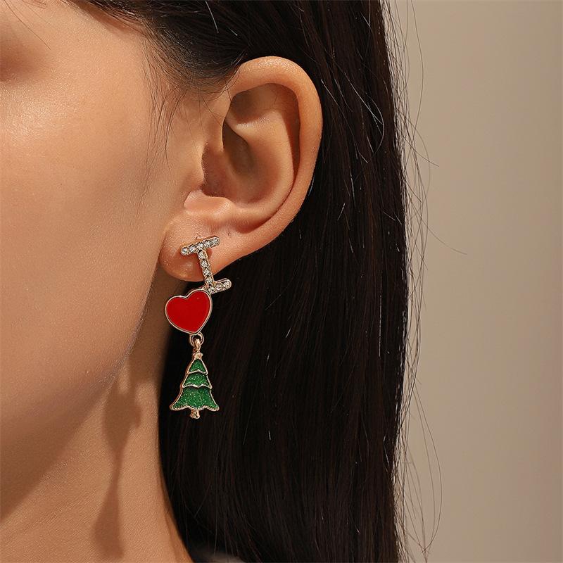 Christmas Baroque Irregular Imitation Pearl Stacked Star Tree Drop Earrings Xmas Tree Earring For Women Holiday Jewelry Gift
