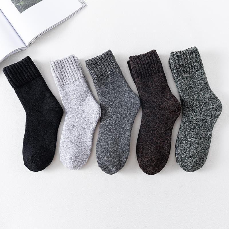 1 пара зимних теплых женских носков, шерстяные мужские и мужские носки, очень плотные однотонные носки, шерстяные носки для защиты от холодного снега, махровые носки