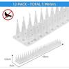 5 Meter Pigeon Spikes, 3 Rows Plastic Pigeon Repellent Bird Repellent Crow Repeller Cat Repellent For Balcony, Fences And Roof - Pack Of 12 (white)
