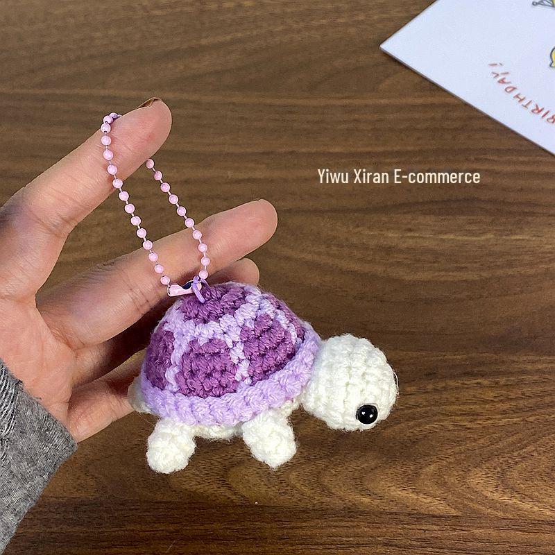 Милый брелок для ключей в виде черепахи, связанный крючком - мини-сумка из шерсти с рисунком