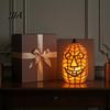Collectable Artistic Lamp Stained Glass Pumpkin Lamp, Halloween Fall Table with Warm Glow, Decorative Shelf Display USB Powered Resin Orange