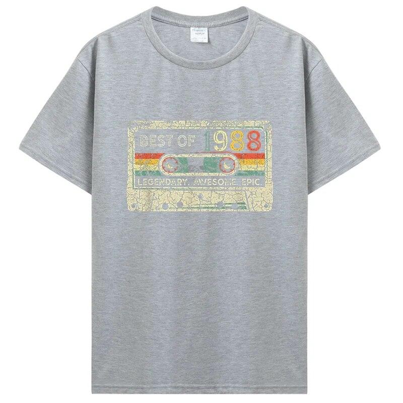Винтажная футболка с микстейпом в стиле ретро Best Of 1988, футболка с кассетой на день рождения для женщин, футболка для папы и матери, уличная одежда