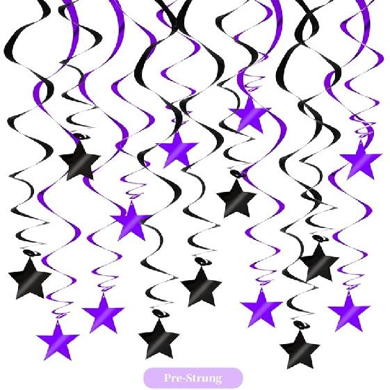 BEISHIDA Silver Star Hanging Swirl Decorations,Hanging Silver Party Supplies for Graduation Wedding Baby Shower Decorations, Pack of 15