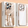 Silicone High Quality Plating Transparent Case For iPhone 16 15 14 13 12 11 Pro Max 16 Plus Lens Protector Shockproof Soft Cover