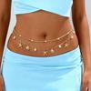 2 Pcs/set Shell Starfish Waist Chain Gold Belly Chains Charms Beads Body Chain  Rave Event