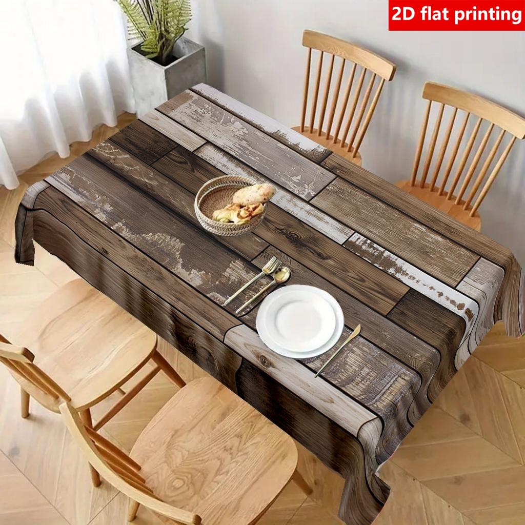 2D Flat Printing, 1pc Brown Morandi Texture Flat Printed Tablecloth, Durable Polyester, with Morandi Texture, Suitable for Indoor/Outdoor Use, Country