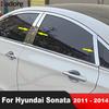 Для Hyundai Sonata 2011 2012 2013 2014 Нержавеющая сталь Накладки на центральные стойки окон автомобиля Декоративные планки Аксессуары