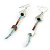 [N3729] - Designer Earrings 'Navajos' Turquoise Orange Silver