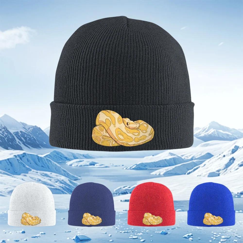 Yellow spots snake body cartoon shape Unisex Women Unisex Knitted Hat Beanie Pullover Cap Winter Thermal Warm Christmas Outdoor Cyc