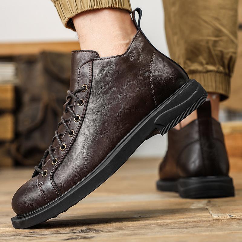 Мужская обувь для работы, классические модные ботинки на плоской подошве, мужская зимняя обувь на шнуровке, мужские кроссовки, новинка 2024 года
