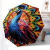 Peacock Feathers Theme 8 Bone Hand Automatic Folding Fashion umbrella, Compact and Portable Design, A Perfect Gift for Birthday, Christmas o