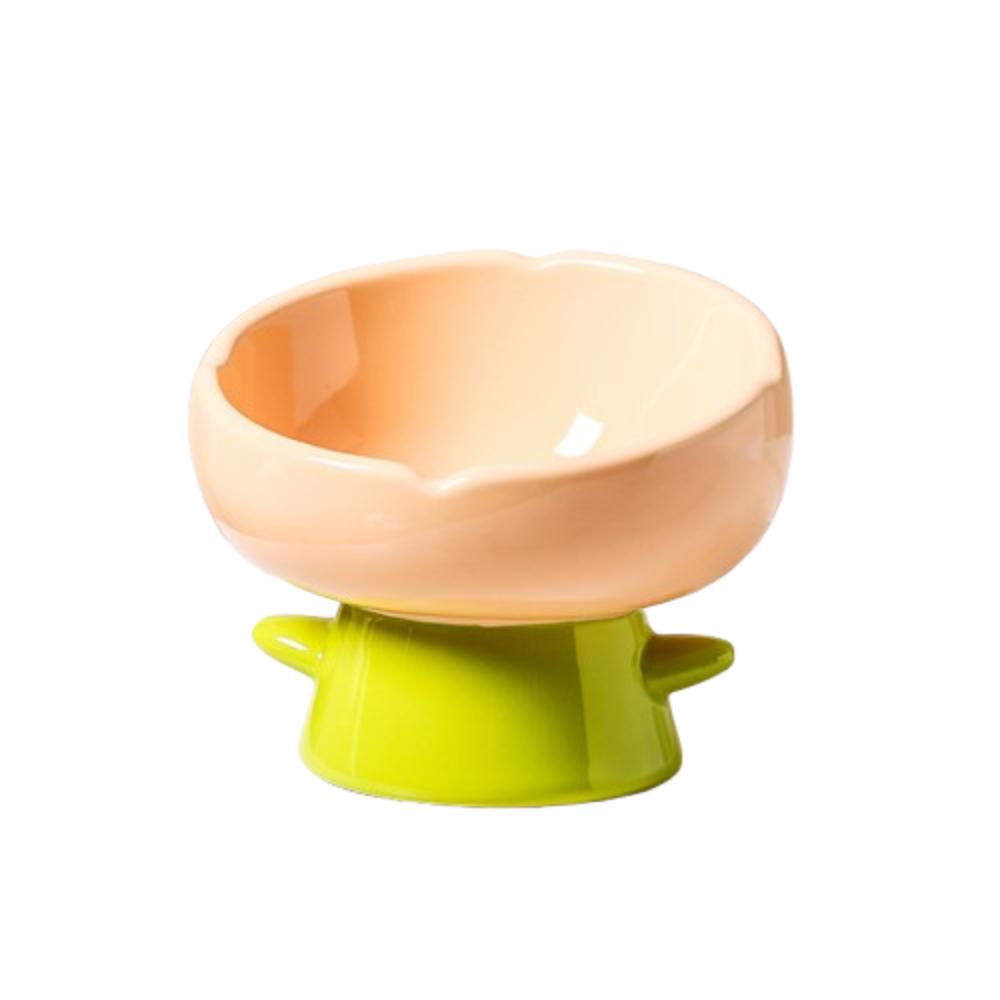 Simple Large-mouthed Ceramic Cat Bowl Flower Shaped Non-slip Anti-tipping Bowl Raised Design High Foot Bowl For Cats Dogs