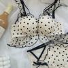 Polka Dot Japanese Girl's Cute Bra Set: Wire-Free, Sexy & Supportive for Small Chests