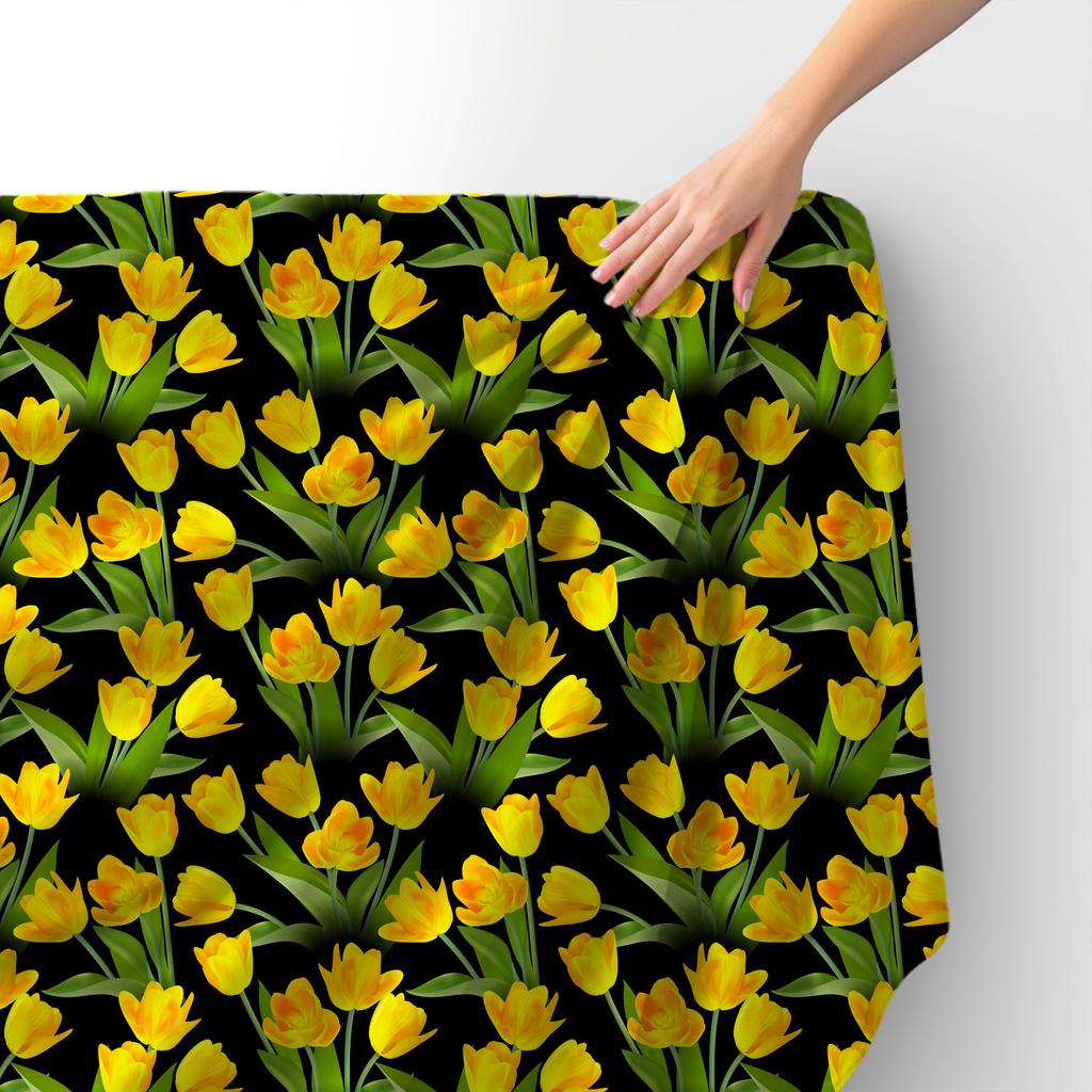 Royal Samt Stoff Polyester Zum Nähen - Motiv Gelbe Tulpen