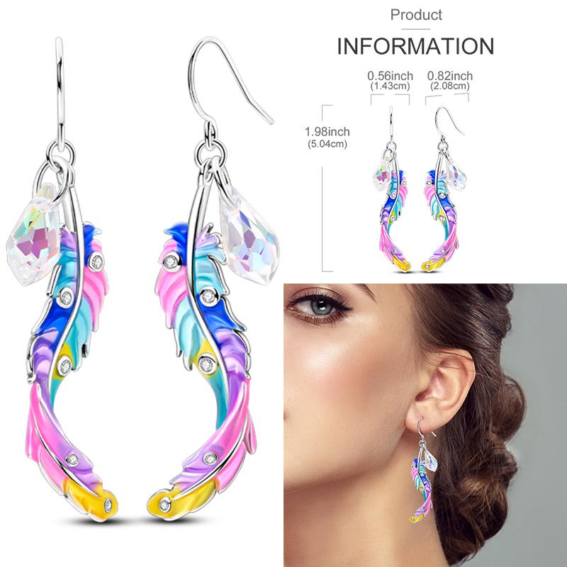 925 Sterling Silver Purple Series Feather Butterfly Dream Catcher Firefly Zircon Earrings for Women Luxury Jewelry Wedding Gift