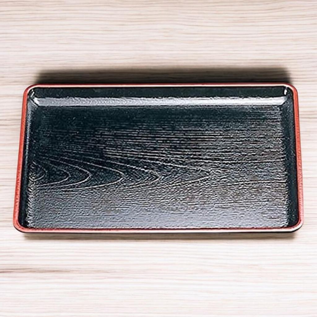Zelkova Kaiseki Tray Black with Red Lacquerware Made In Japan J-kitchens 2-shaku (Tray/Obon) Top, Non-Slip, 36cm, (ABS Resin),