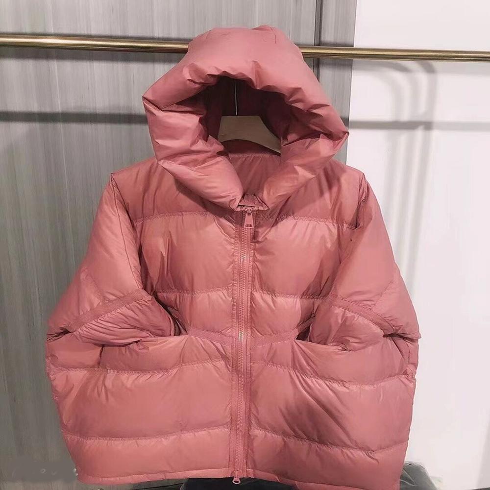 Lagabogy Зимняя женская белая утиная пуховая свободная куртка с капюшоном, толстая теплая верхняя одежда, повседневные пальто больших размеров в стиле пэчворк