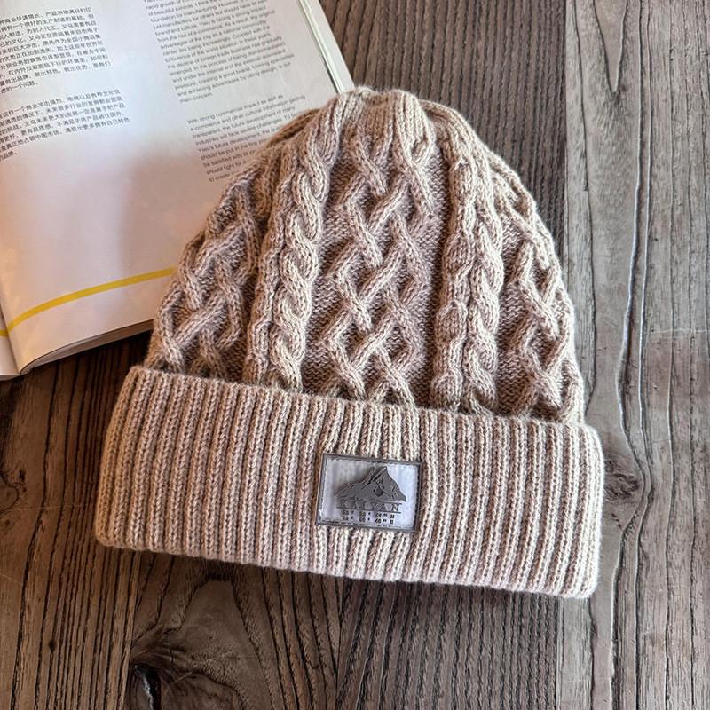 Мужская акриловая вязаная шапка-бини с толстой флисовой подкладкой для ношения в холодную погоду зимой