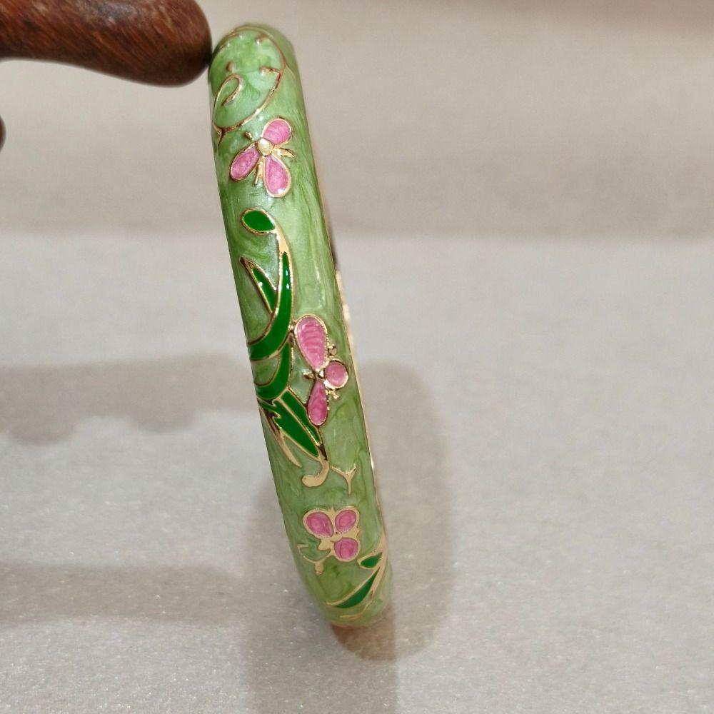 Enamel Bohemian Cloisonne Bracelet Traditional Peony Filigree Flower Bangle Gifts for Women Girl