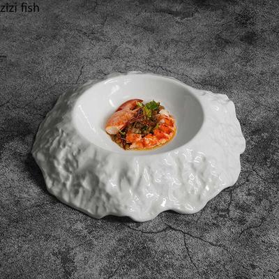 Керамическая глубокая тарелка с рисунком из камня, нестандартная толстая суповая тарелка, десертная тарелка для суши, тарелки для пасты, креативная посуда для ресторана