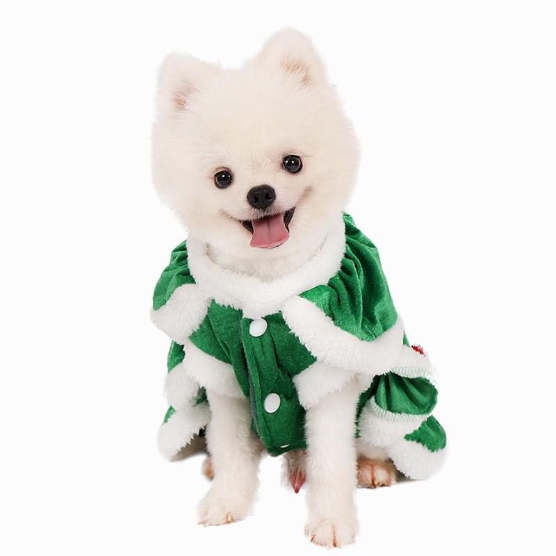 Festive Christmas Tree Hooded Cape Costume Dogs Cats Winter Pet Outfit Plush Cozy Dog Cat Apparel
