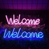 Добро пожаловать неоновая вывеска светодиодная лампа на батарейках креативная форма мерцание бесплатная декоративная прикроватная неоновая вывеска световой орнамент