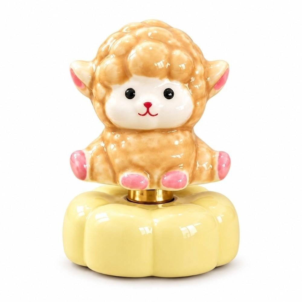 Moving Base Rotating Desk Ornament Porcelain Yearly Mascot Gift Cute Ceramic Sheep Spring Festival