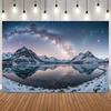 Winter Night Sky With Aurora Backdrop Snow Scene Mountains Lake Forest Starry Sky Natural Landscape Decor Photography Background1