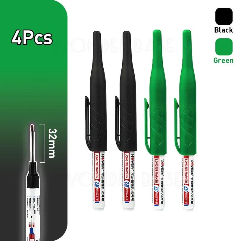 1-8Pcs 4 Colors 32mm Deep Hole Marker Pens Bathroom Waterproof Woodworking Tile Metal Multi-purpose Long Head Oil Markers Pen